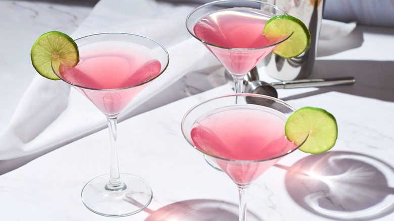 Cosmopolitan cocktails in martini glasses