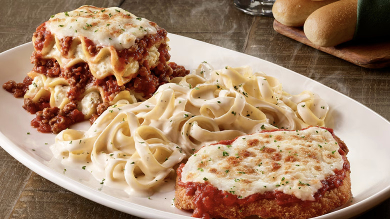 Olive Garden's tour of italy dish on while plate