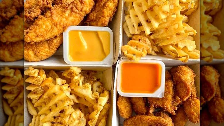 Chick-fil-A fries, sauces, and chicken