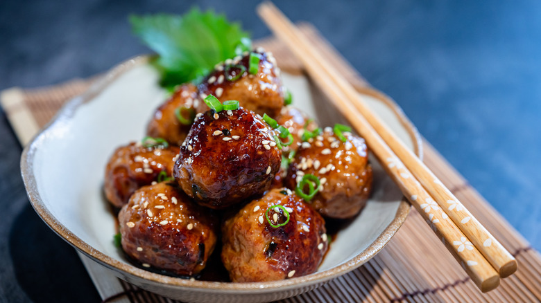 tsukune served in a bowl