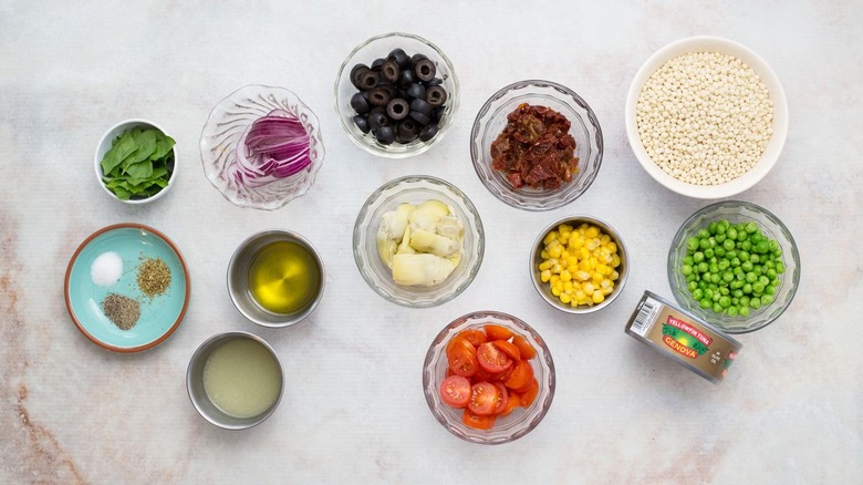 Ingredients for tuna couscous salad