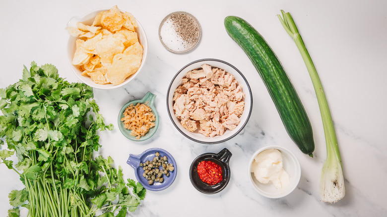 ingredients for Tunisian fricassé-style tuna salad bites