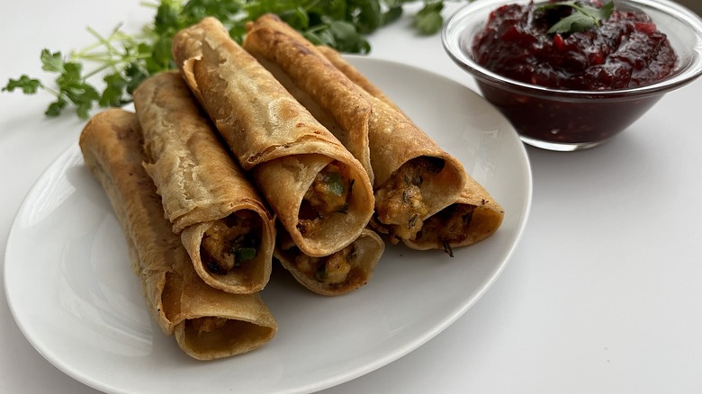 taquitos with cranberry sauce