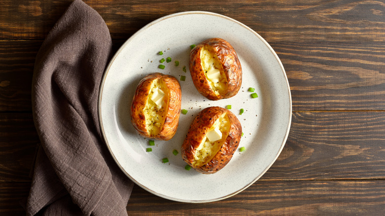 plate of baked potatoes