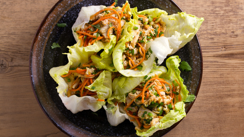 Plated chicken lettuce wraps 