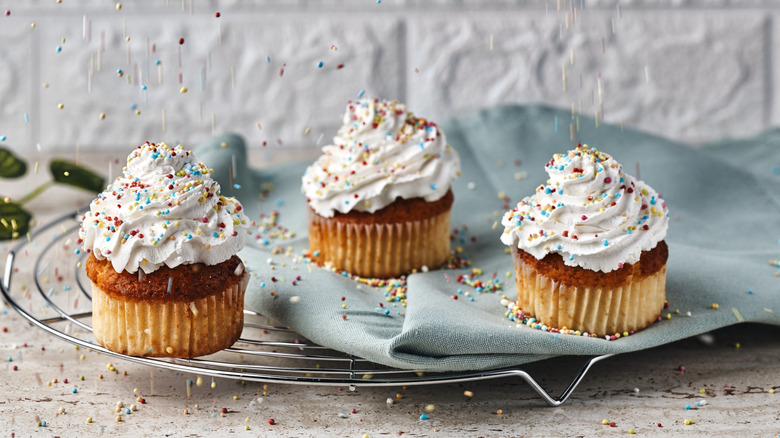 cupcakes with whipped frosting on top