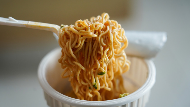 Instant ramen noodles in cup