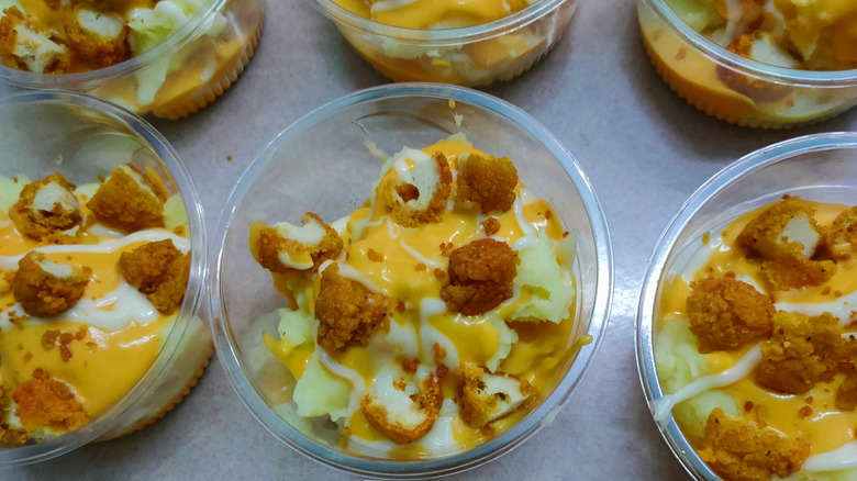 Prepared bowls of loaded potatoes