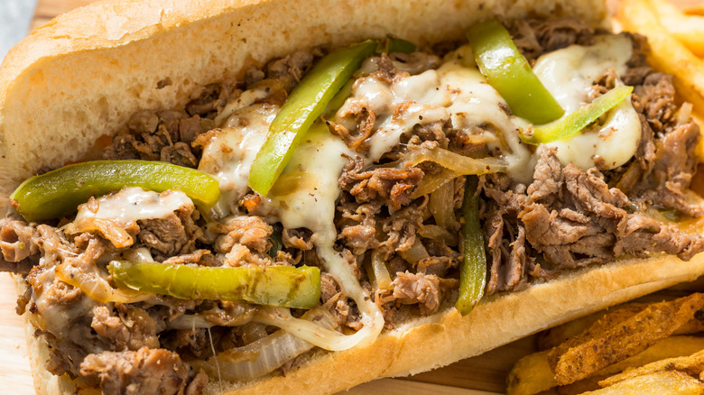 Philly cheesesteak on bread