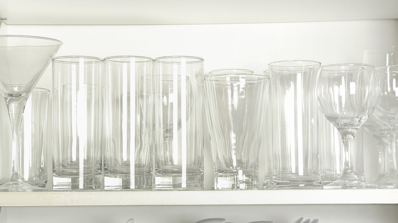 Glasses stored in a cabinet
