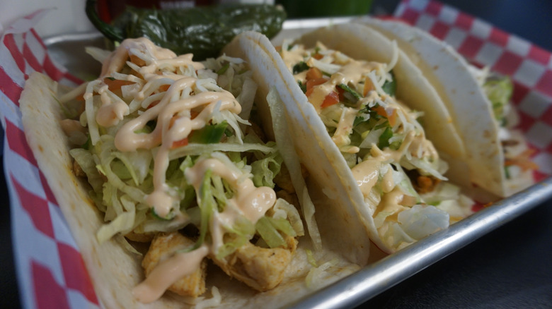 Caesar salad in tacos