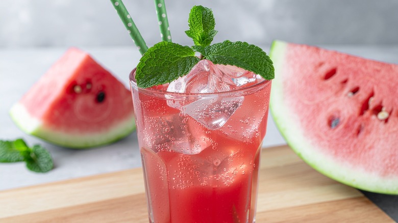 Watermelon cocktail with lime and mint