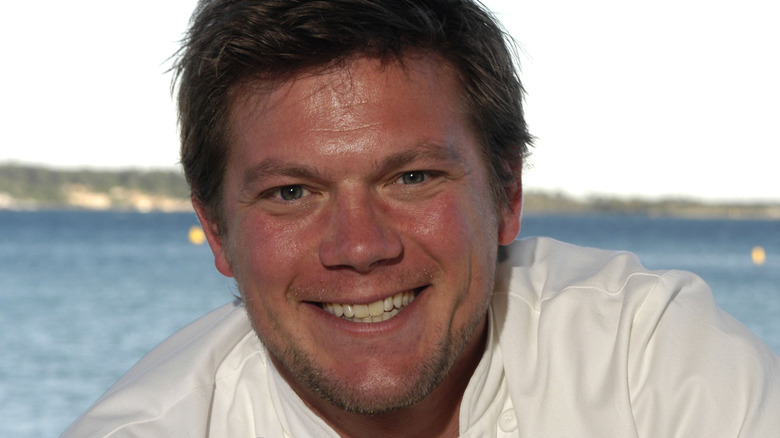 Chef Tyler Florence smiling at sea