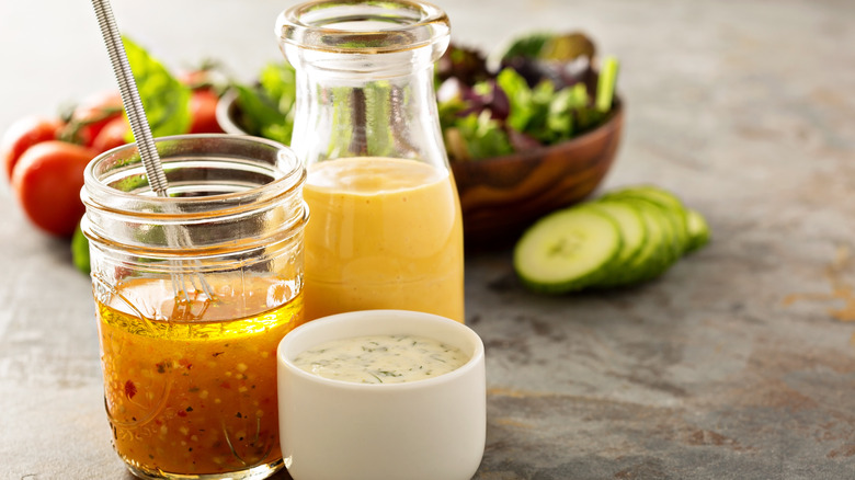salad dressings and green salad cucumbers