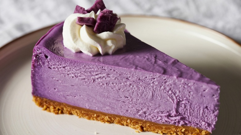 Bright purple Ube cheesecake