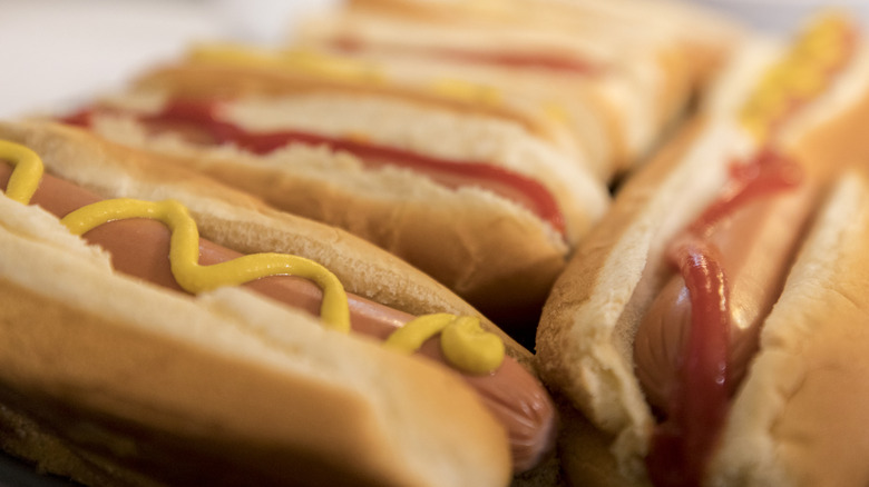 Hot dogs with ketchup and mustard