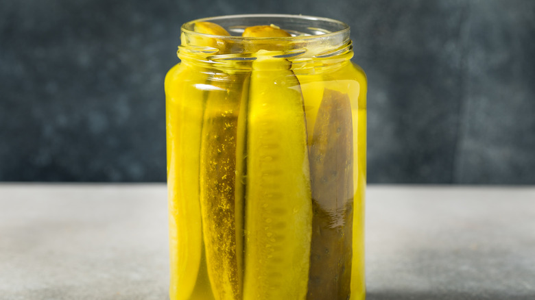 Pickle spears in jar