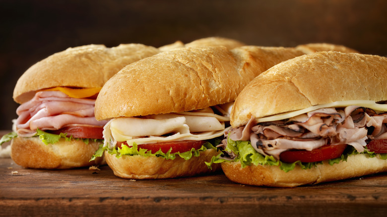 assortment of loaded deli sandwiches