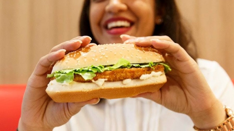 the original chicken sandwich wrapped and labeled Long Sandwich