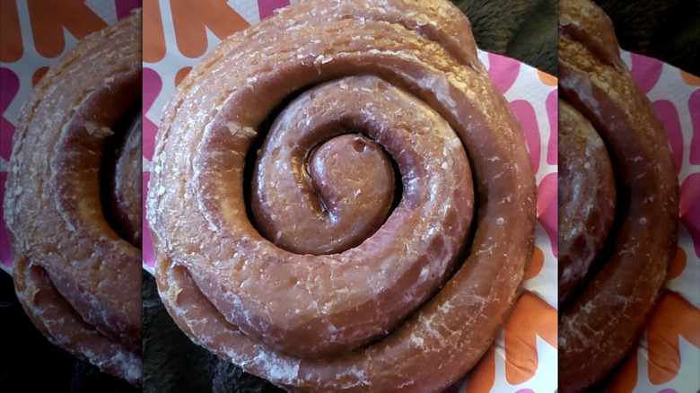 Dunkin' coffee roll on a napkin