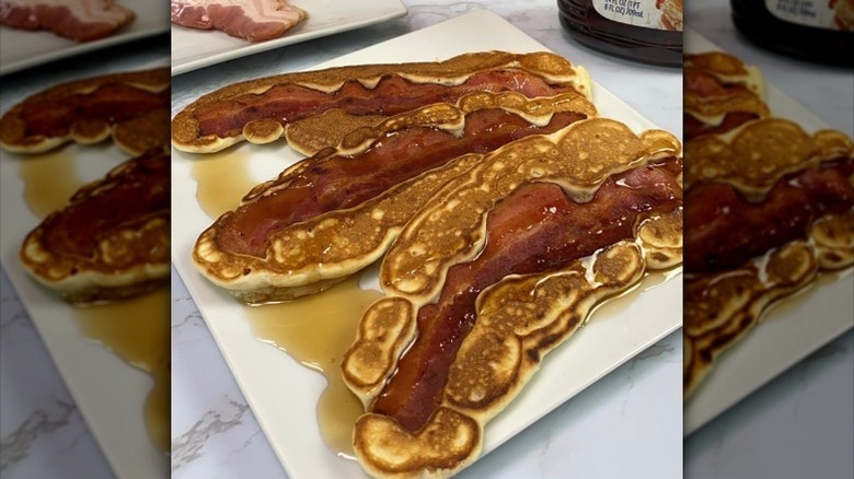 Pancake dippers with bacon