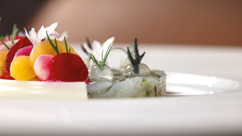 Fancy gelatin-looking fruits on a plate