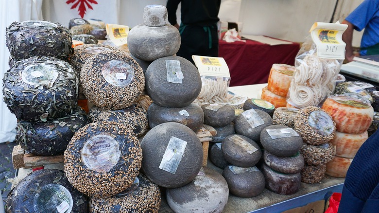 Various artisanal cheeses at the Bra Cheese Festival