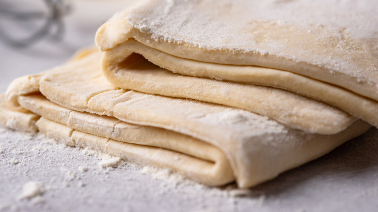 Pastry with flour on a counter