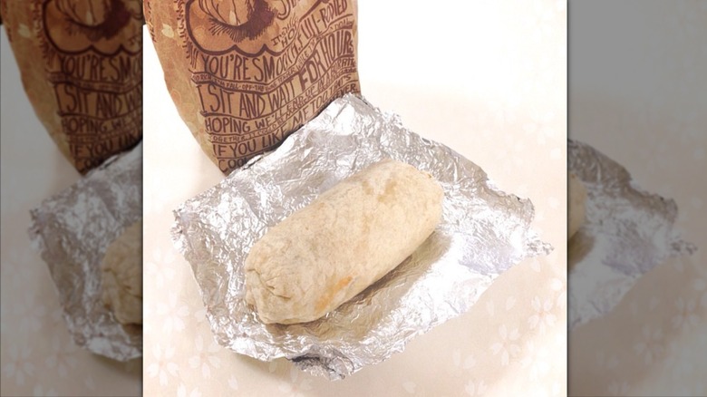 Chipotle Quesarito on foil with Chipotle bag