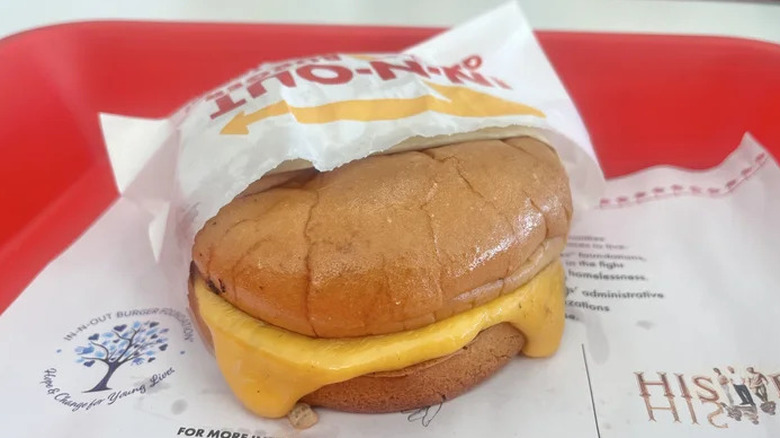 In-N-Out grilled cheese on a tray