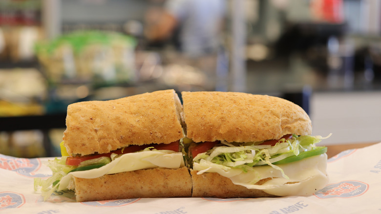 One sandwich from Jersey Mike's cut in half