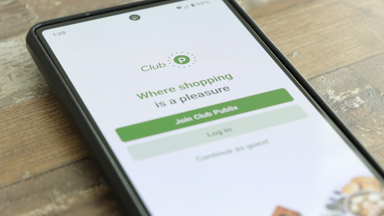 Publix app on phone on table