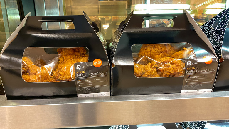 Fried chicken in boxes at Publix store