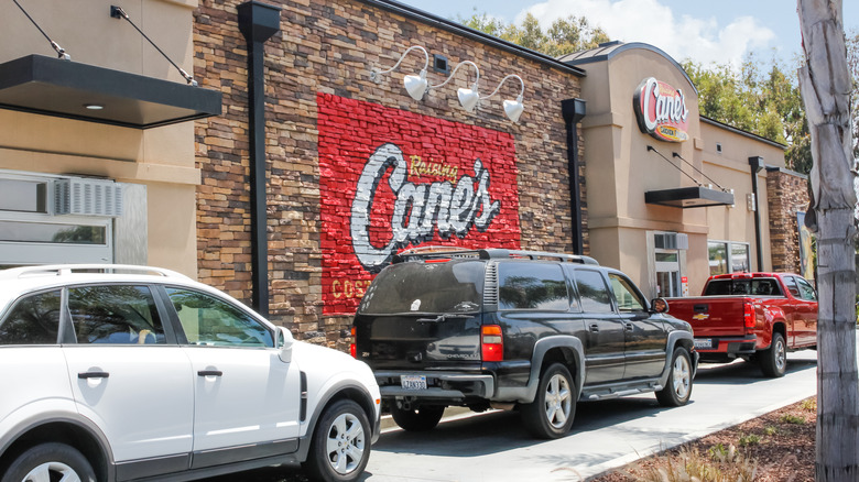 A view of the drive-thru line at Raising Cane's