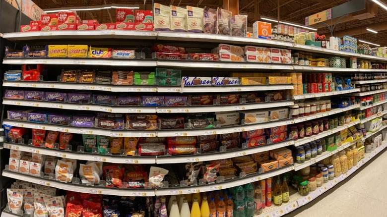 A panorama of the international aisle at Wegmans