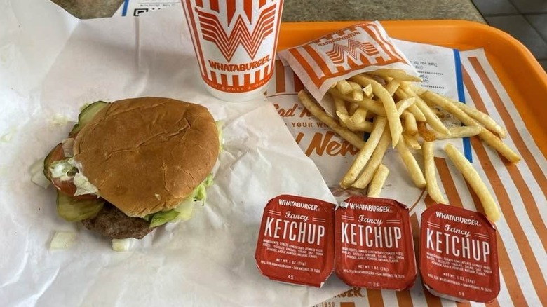 Junior Whataburger combo with fries and ketchup