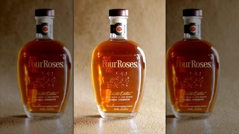 Mirrored image of a bottle of Four Roses Limited Edition Small Batch 2025 release