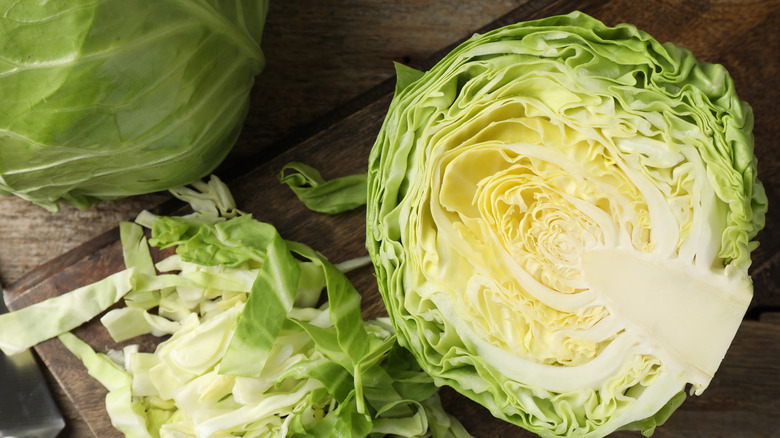 Cabbage on a cutting board