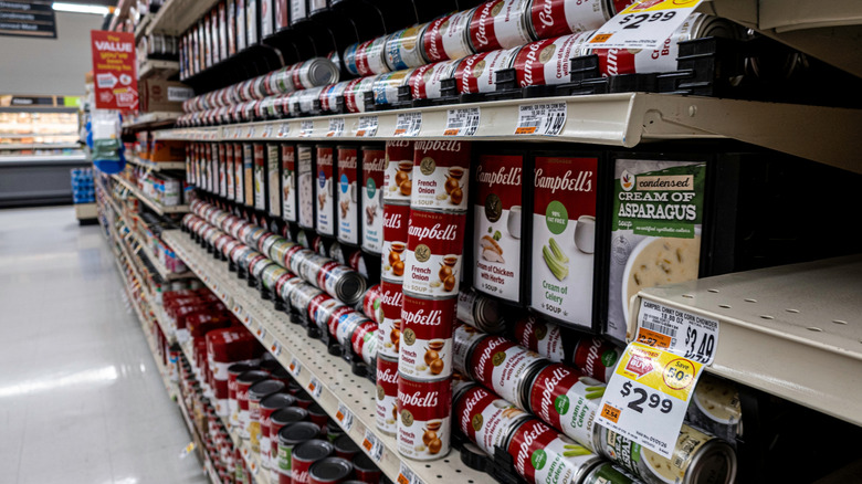 soup aisle with cans of soup