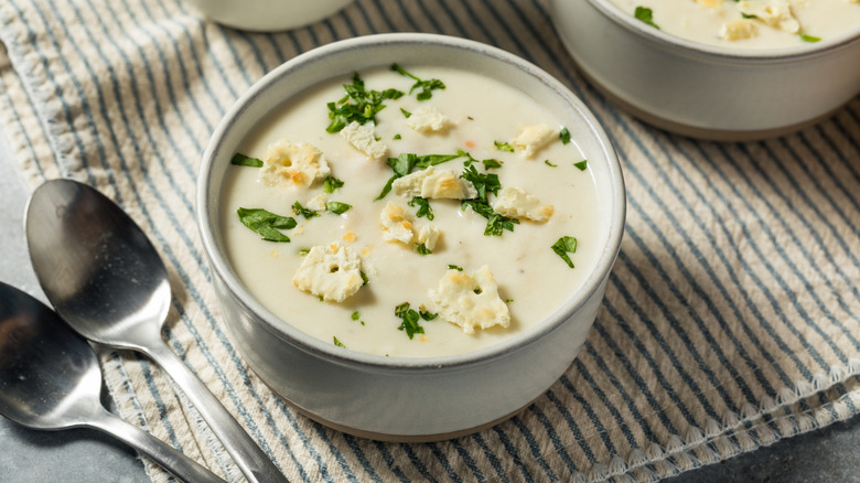 A bowl of New England clam chowder