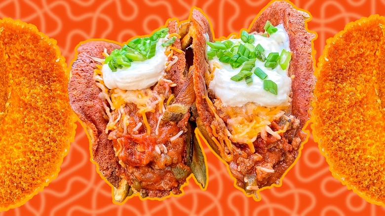 cheesy taco shell tacos