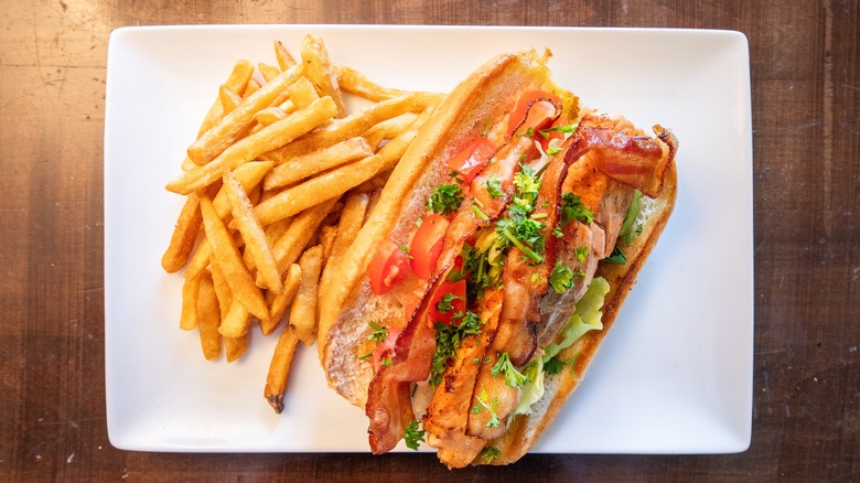 salmon blt with fries