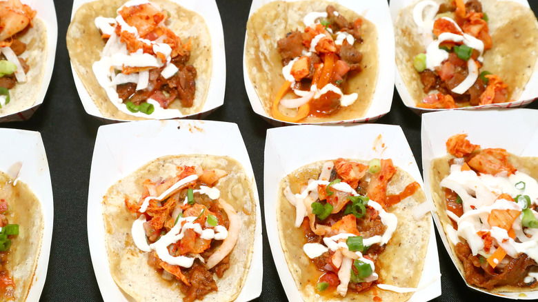 selection of tacos with kimchi