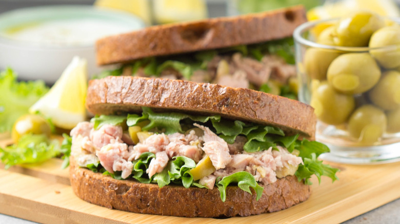 tuna salad sandwich halves