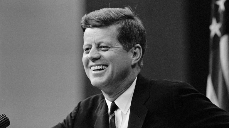 Black and white photo of John F Kennedy
