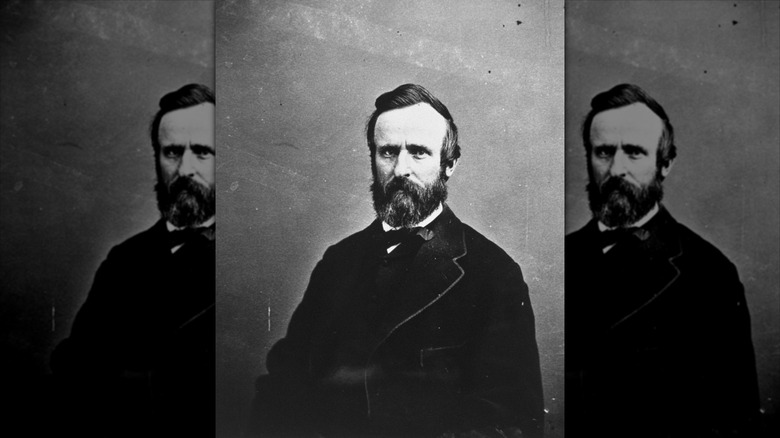 Black and white portrait of Rutherford B. Hayes
