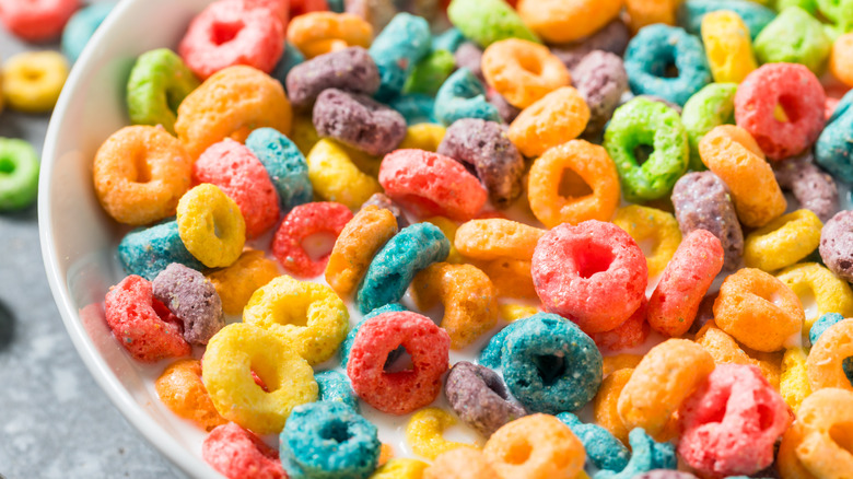 A bowl of Froot Loops.