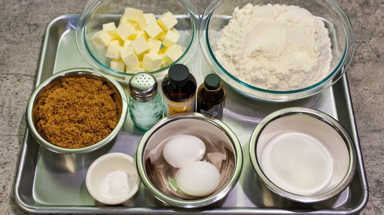 Baking ingredients on tray