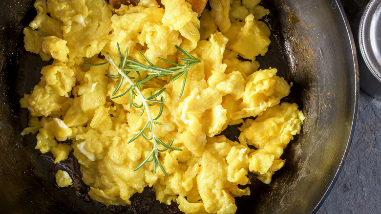 scrambled eggs in pan