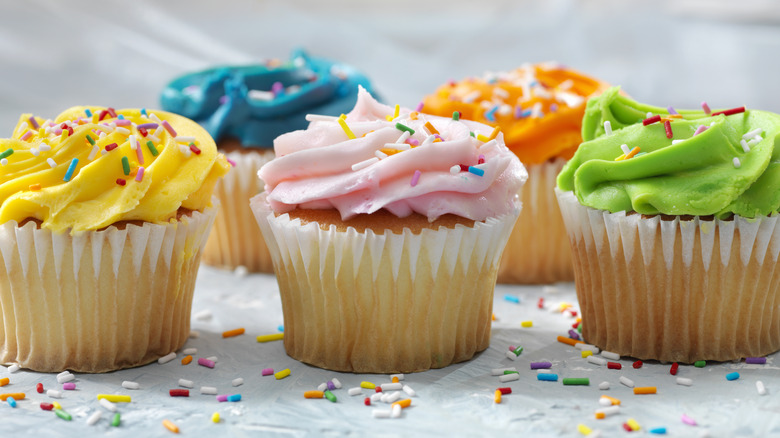 colorful frosted cupcakes
